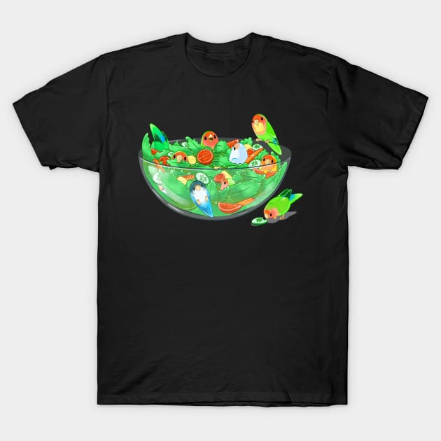 Birb Salad - Peach Faces T-Shirt by Radiantglyph